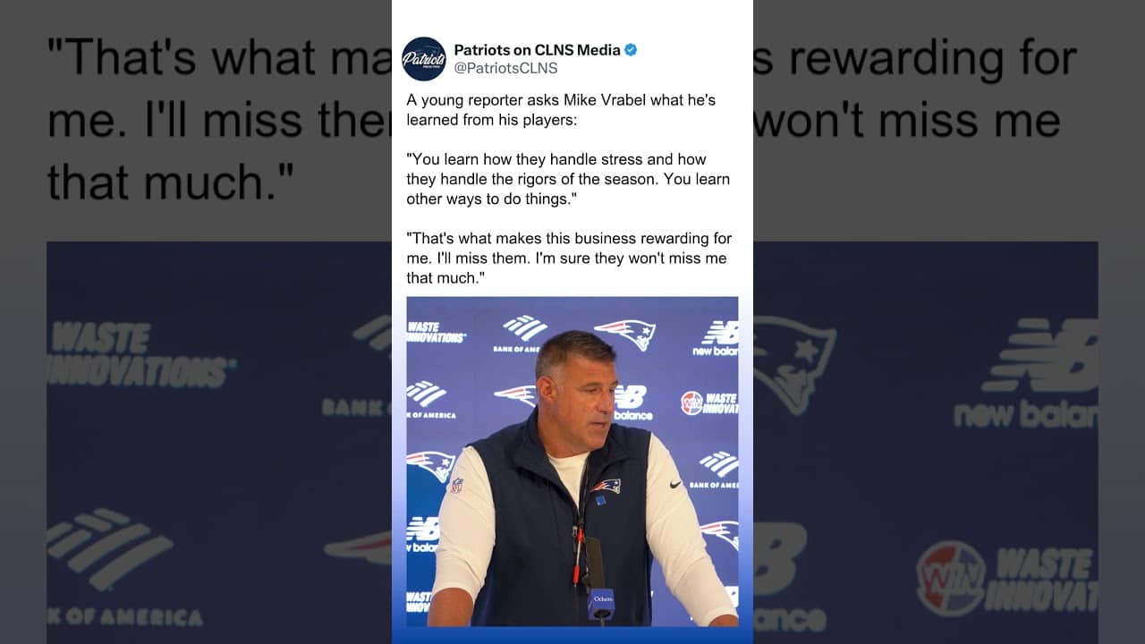 Young reporter asks Mike Vrabel what he's learned from his players