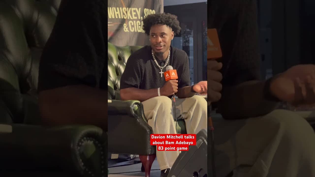 Davion Mitchell tells funny story about Bams 83 point game . #nba #fyp #miamiheatbasketball #shorts