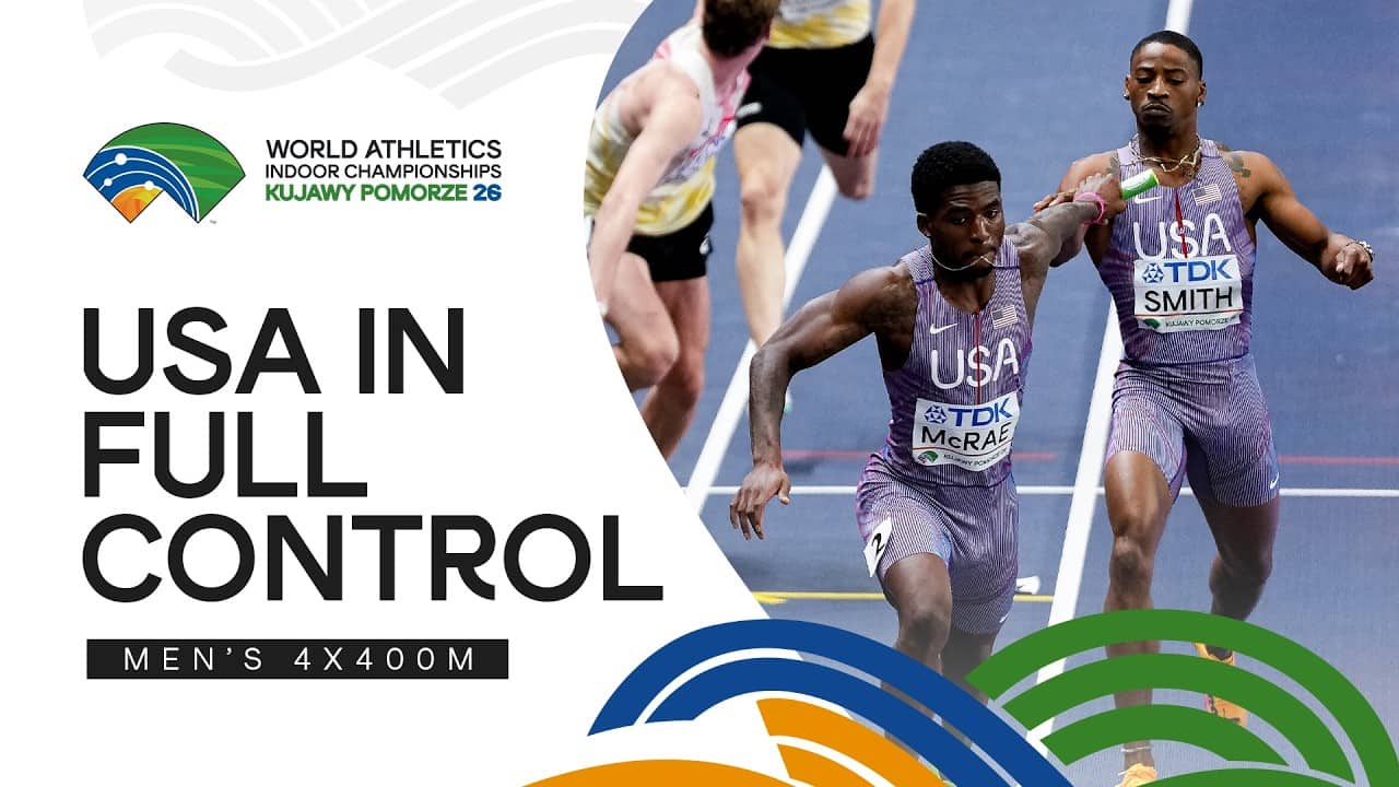 USA men's 4x400m relay run away win back-to-back golds | World Indoor Championships Toruń 26
