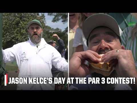 Jason Kelce caddies for Akshay Bhatia, interviews around and eats MANY SANDWICHES 🥪 | The Masters