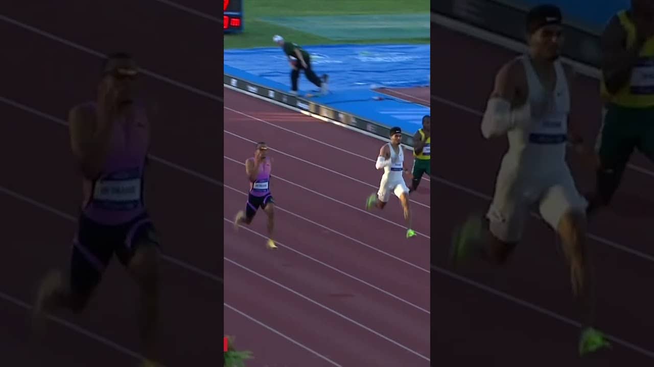 BLAZING 19.95 😮‍💨 Andre De Grasse dips under 20 seconds to take the 200m win in Zagreb