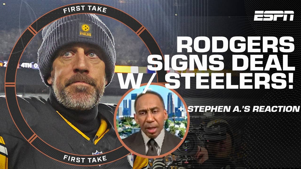 Aaron Rodgers signs 1-year contract with the Steelers 👀 Stephen A. ISN’T excited 😬 | First Take