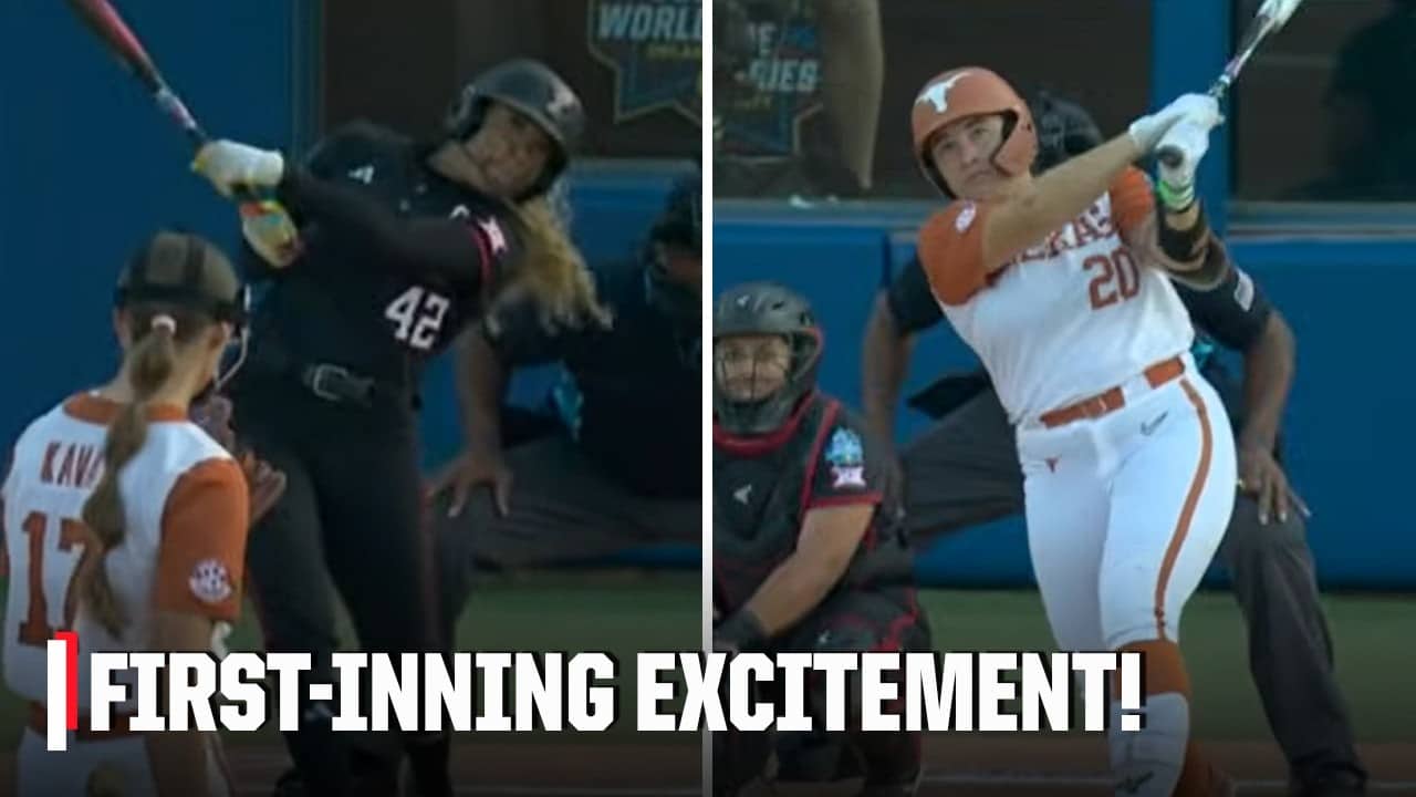 BIG 1ST INNING 😯 Texas takes EARLY LEAD 🆚 Texas Tech in Finals Game 1 | Women's College World Series
