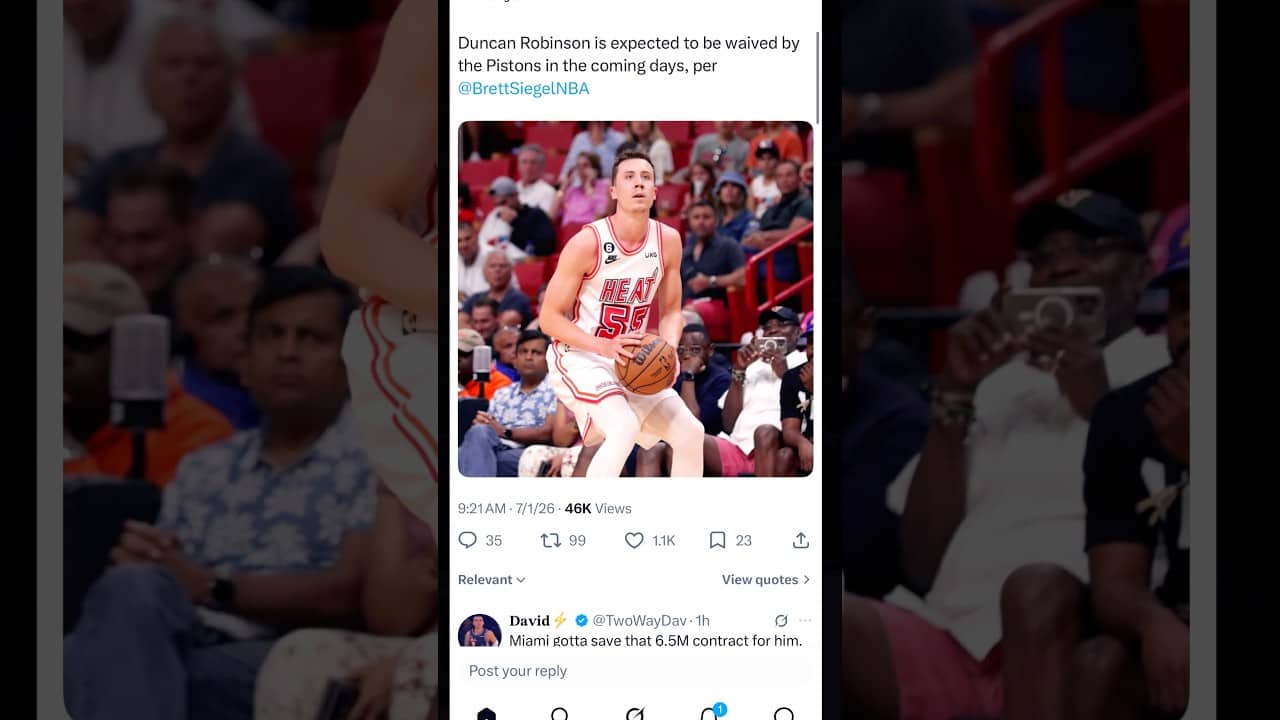 Duncan Robinson said to be wait by the Detroit Pistons! Is a return in order? #nba #fyp #shorts