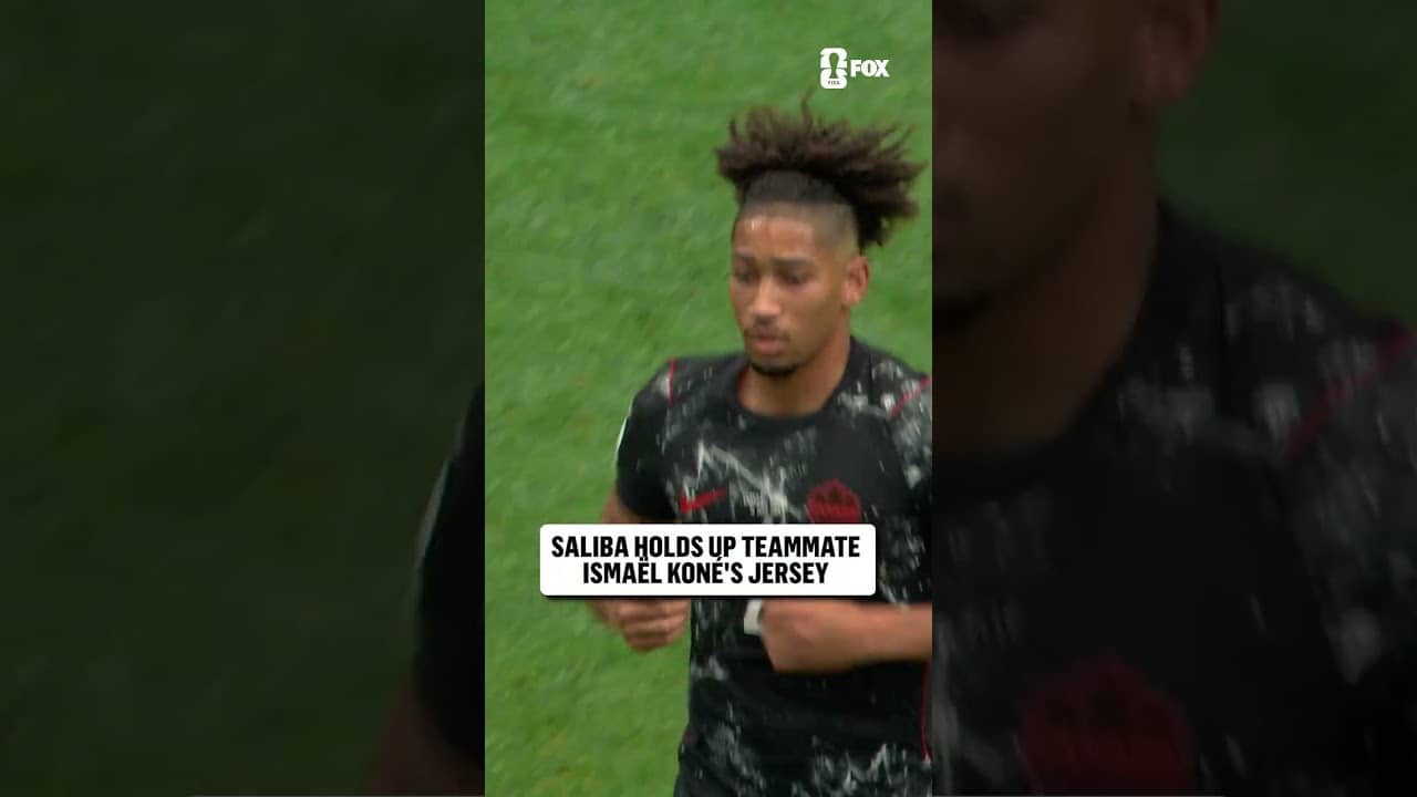 After scoring for Canada, Nathan Saliba held up Ismaël Koné's jersey
