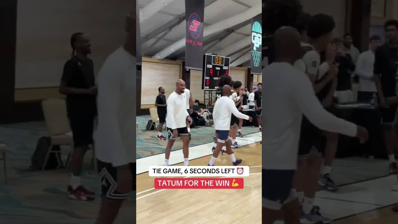 Jayson Tatum with the walk off winner against the high-schoolers at Elite Camp in Las Vegas! 🔥
