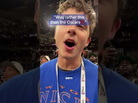 Timothee Chalamet hyped for the Knicks title 🎉🏆