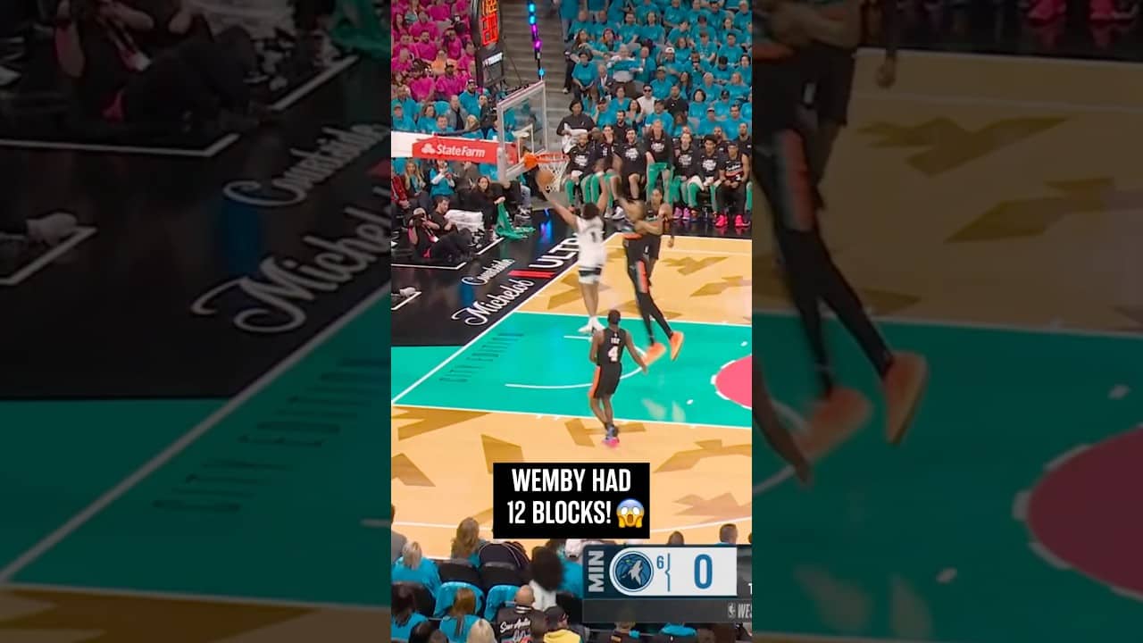 1️⃣2️⃣ BLOCKS FOR WEMBY! Fist 10+ block Playoff game since Andrew Bynum in 2012. #Wemby #spurs #nba