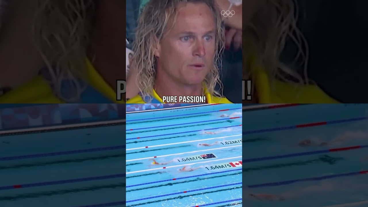 Dean Boxall's reaction is all of us watching Ariarne Titmus defend her 400m freestyle title! 🏊‍♀️