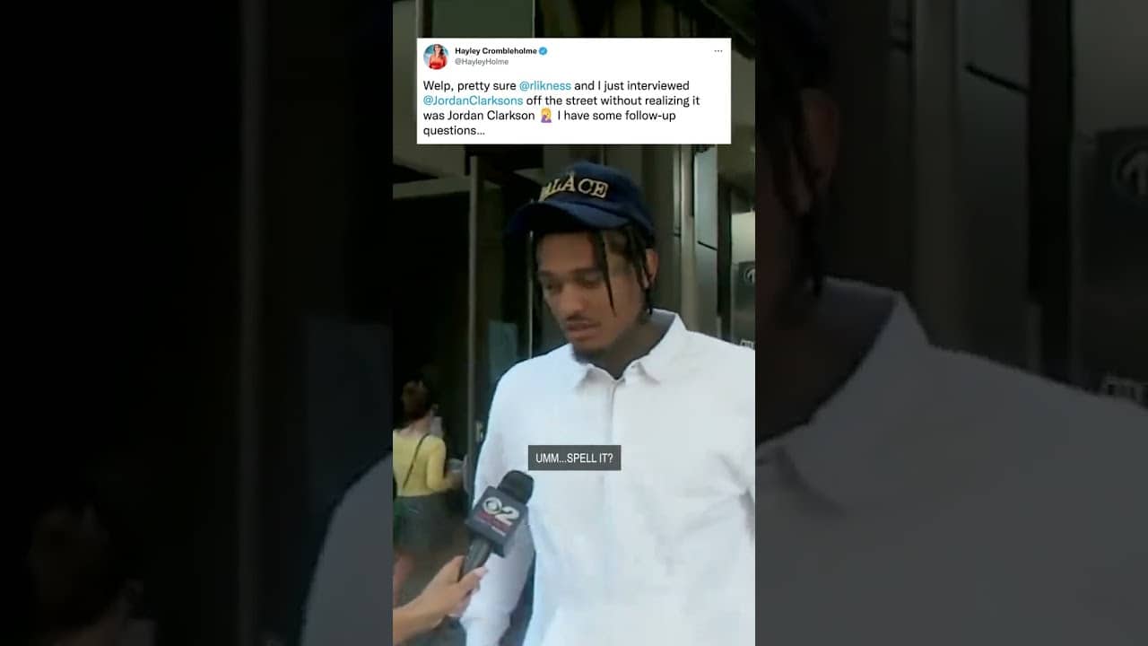 When Jordan Clarkson went on local tv for an interview 🤣 (🎥: HayleyHolme/X) #nba #nbathrowbacks