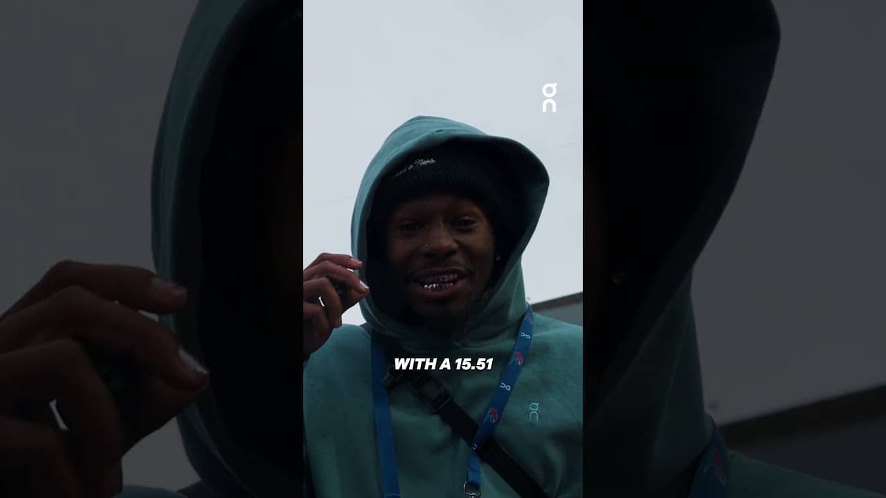 😂 We mic'd up @on pro, Max Thomas ahead of the 80 Y/O 100m. #PennRelays coverage presented by @on