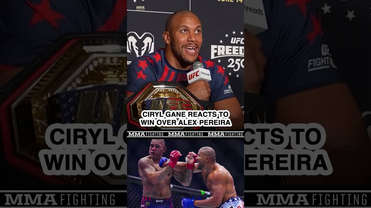 CIryl Gane gives his immediate reaction to his interim title win over Alex Pereira at #UFCWhiteHouse