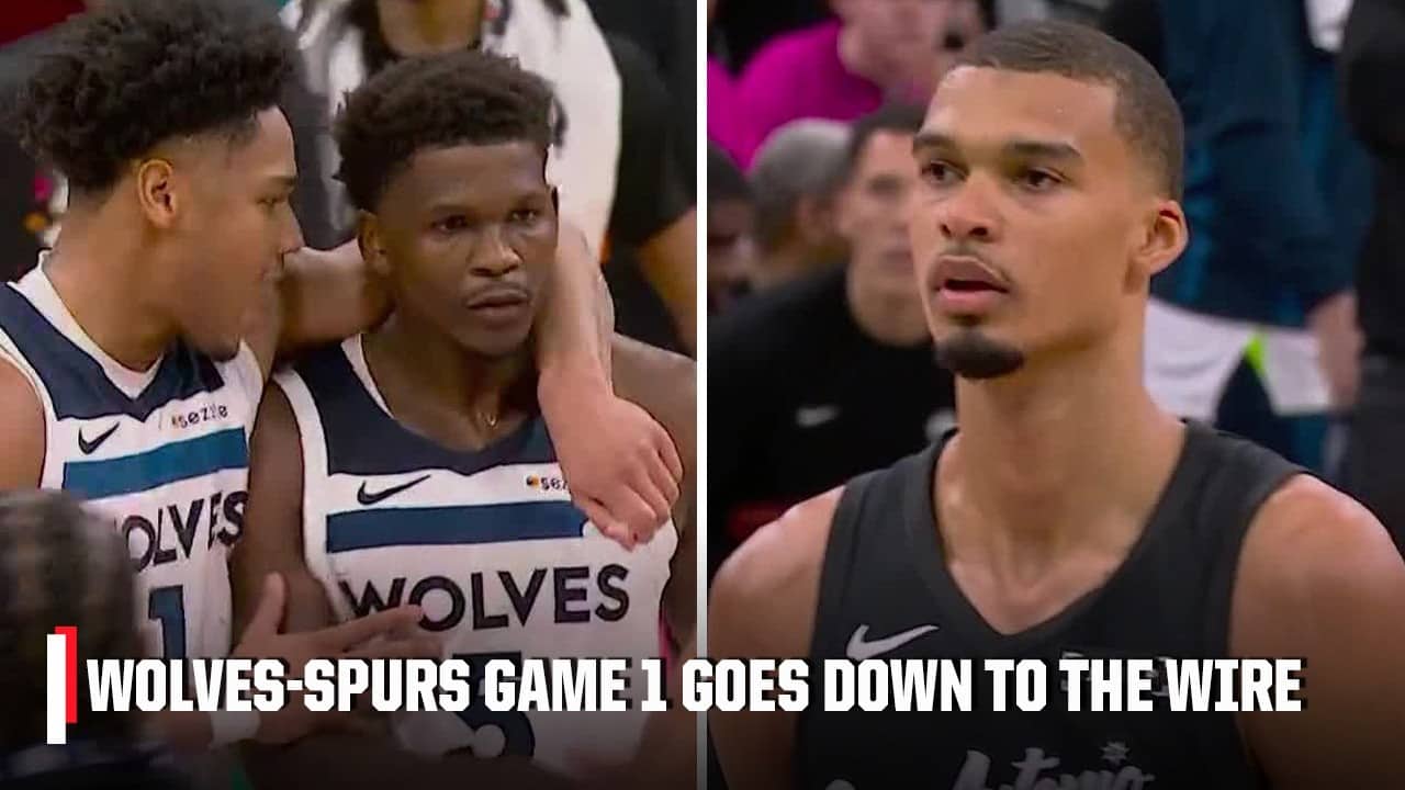 GAME 1 GOES DOWN TO THE WIRE 🍿 Timberwolves survive Spurs' comeback attempt 👀 | NBA on ESPN