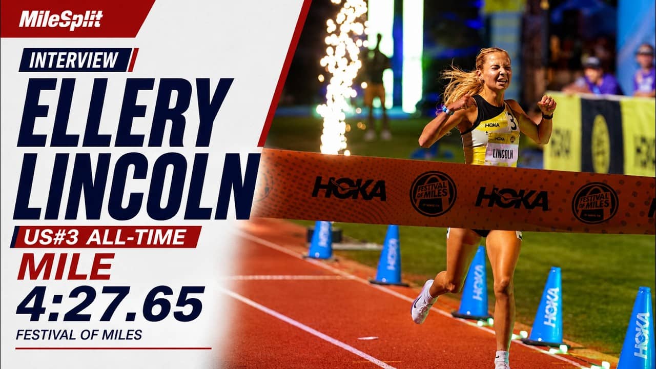Ellery Lincoln after US#3 All-Time Mile of 4:27.65!