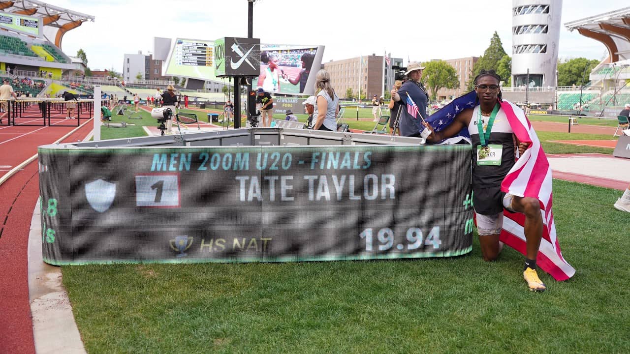 Tate Taylor Breaks High School 200m National Record AGAIN in 19.94 | USATF U20 Championships