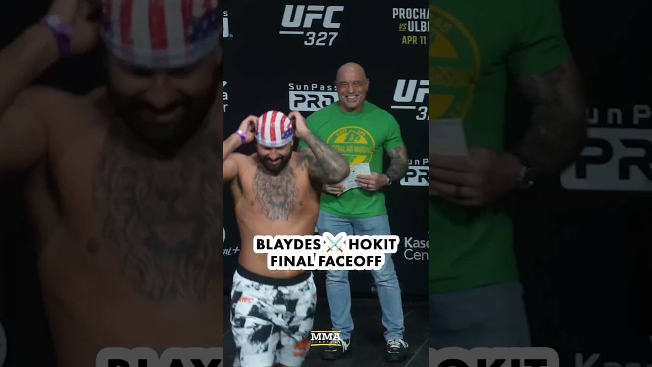 Josh Hokit takes microphone from Joe Rogan for promo, faces off with Curtis Blaydes | UFC 327