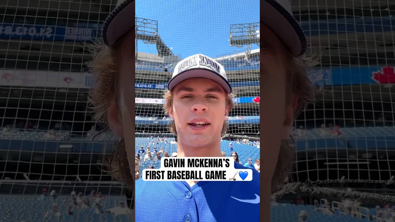 Gavin McKenna is in the building for his first baseball game 🤝 #MLB #Toronto #BlueJays #MapleLeafs