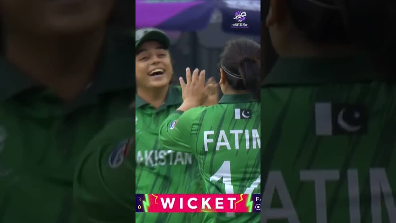 Sensational from Fatima Sana, who picks her third to script a win in Bristol 💥 #T20WorldCup