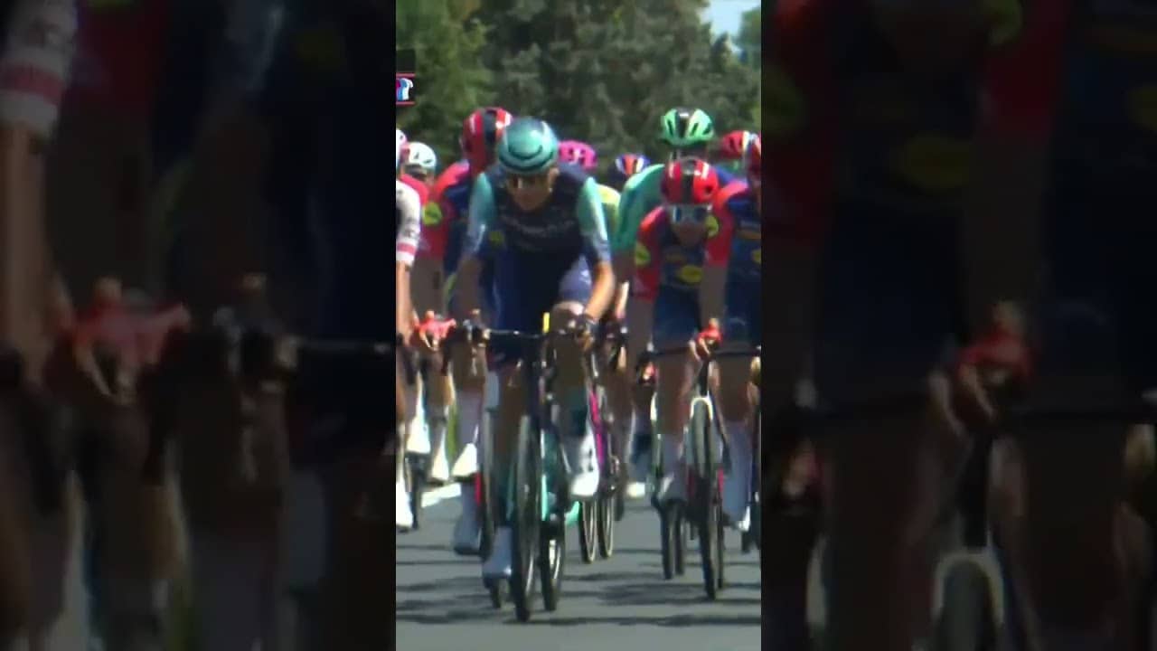 Trying to calm it all down 😅 A frantic start to Stage 9 at the Giro!