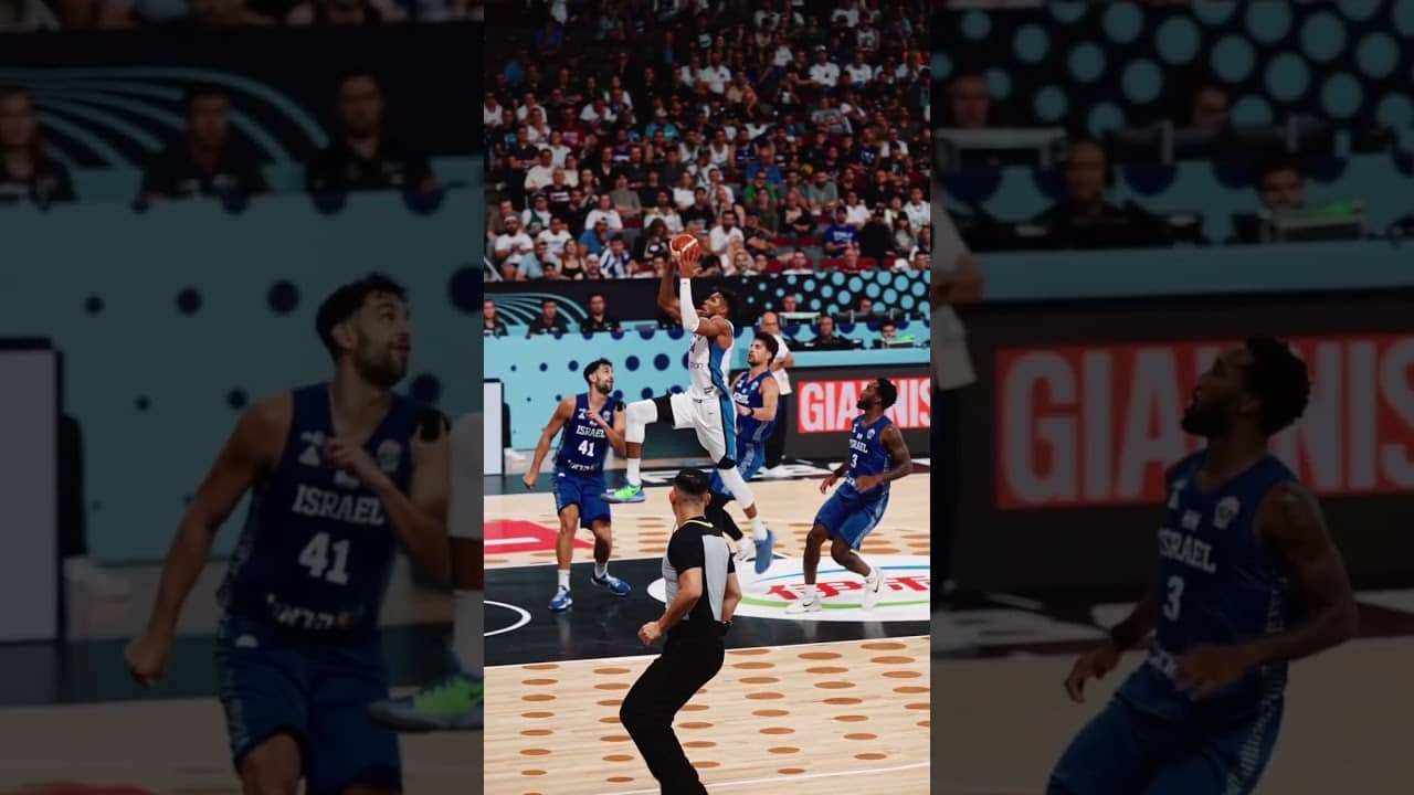A masterpiece in motion: Giannis Antetokounmpo taking flight 🎨 #EuroBasket