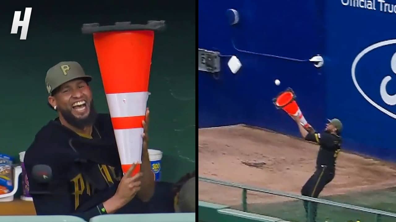 Yohan Ramirez caught a HOMER BALL in a CONE 😭