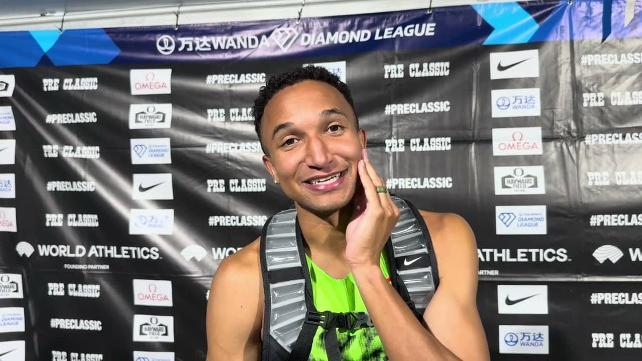 Donavan Brazier after a tactical 800 and his fitness. Gave himself  B+ in this race.