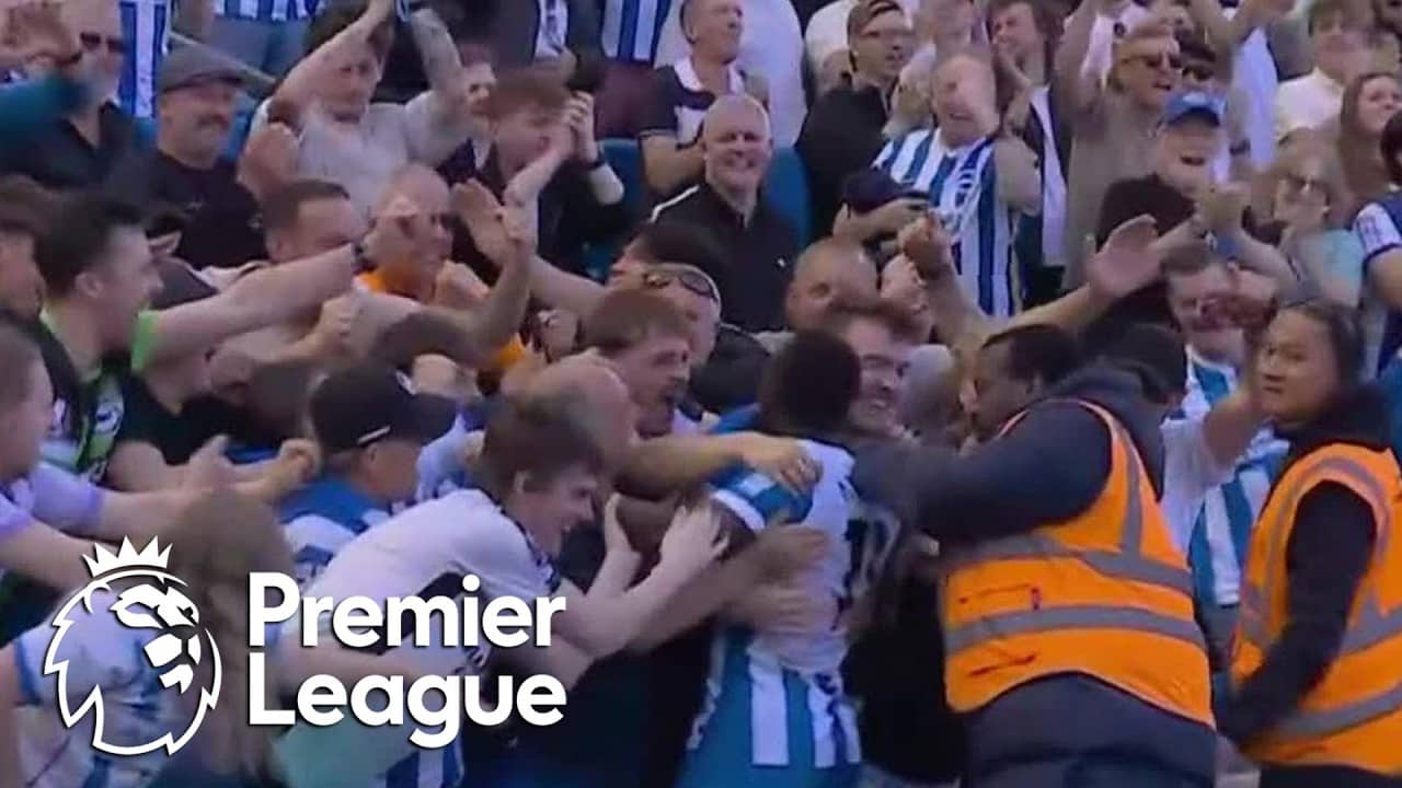 Yankuba Minteh smashes home near-post shot to clinch Brighton's win | Premier League | NBC Sports