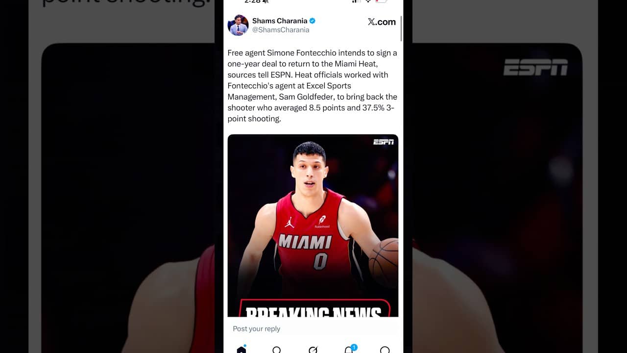 Miami Heat re-sign Simone Fontecchio to a one year minimum contract!!! #nba #fyp #shorts