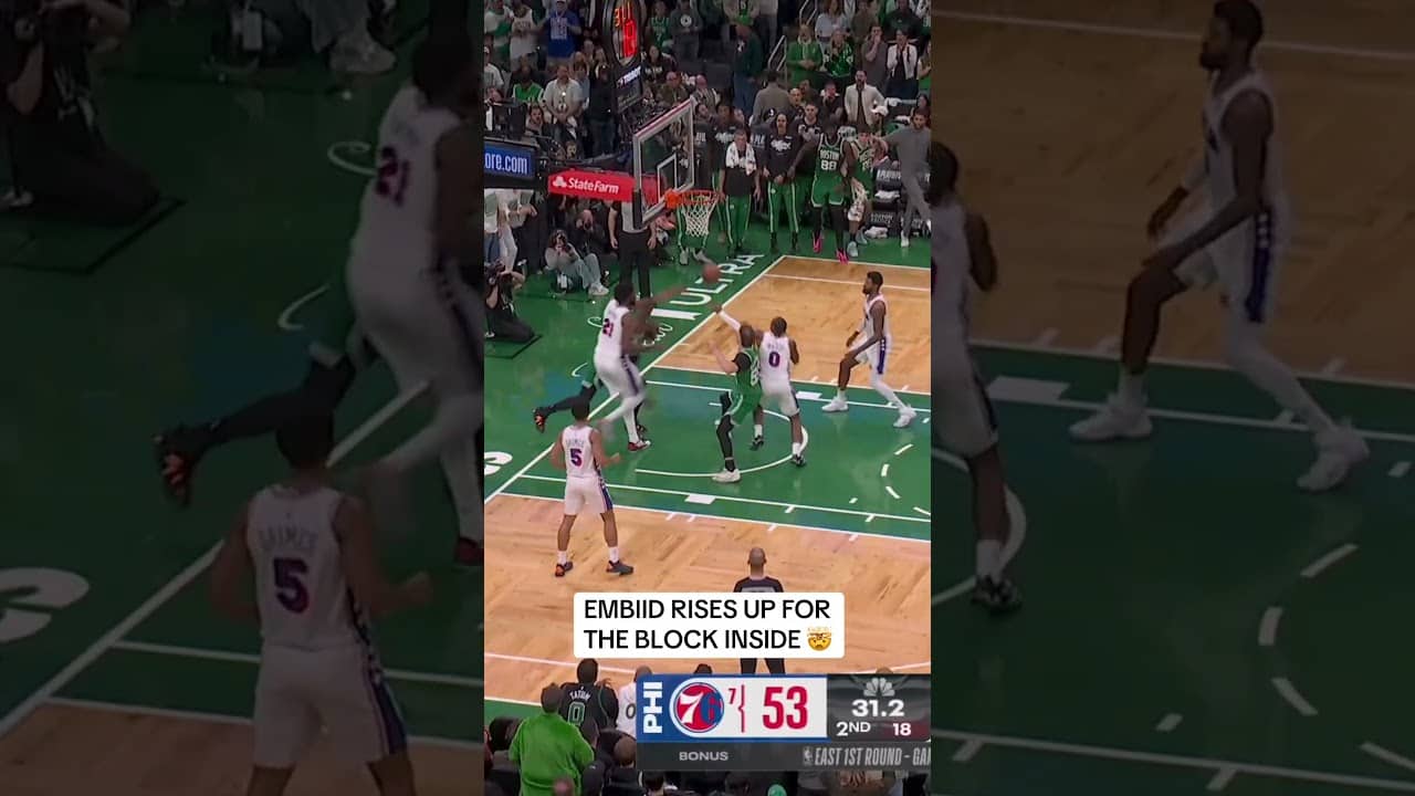 Embiid with a WILD block 🤯