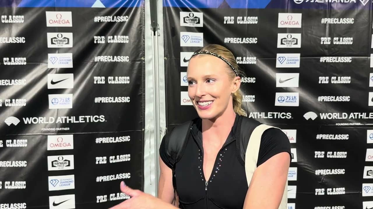 Sandi Morris super happy with a season best 4.85 to win the pole vault 