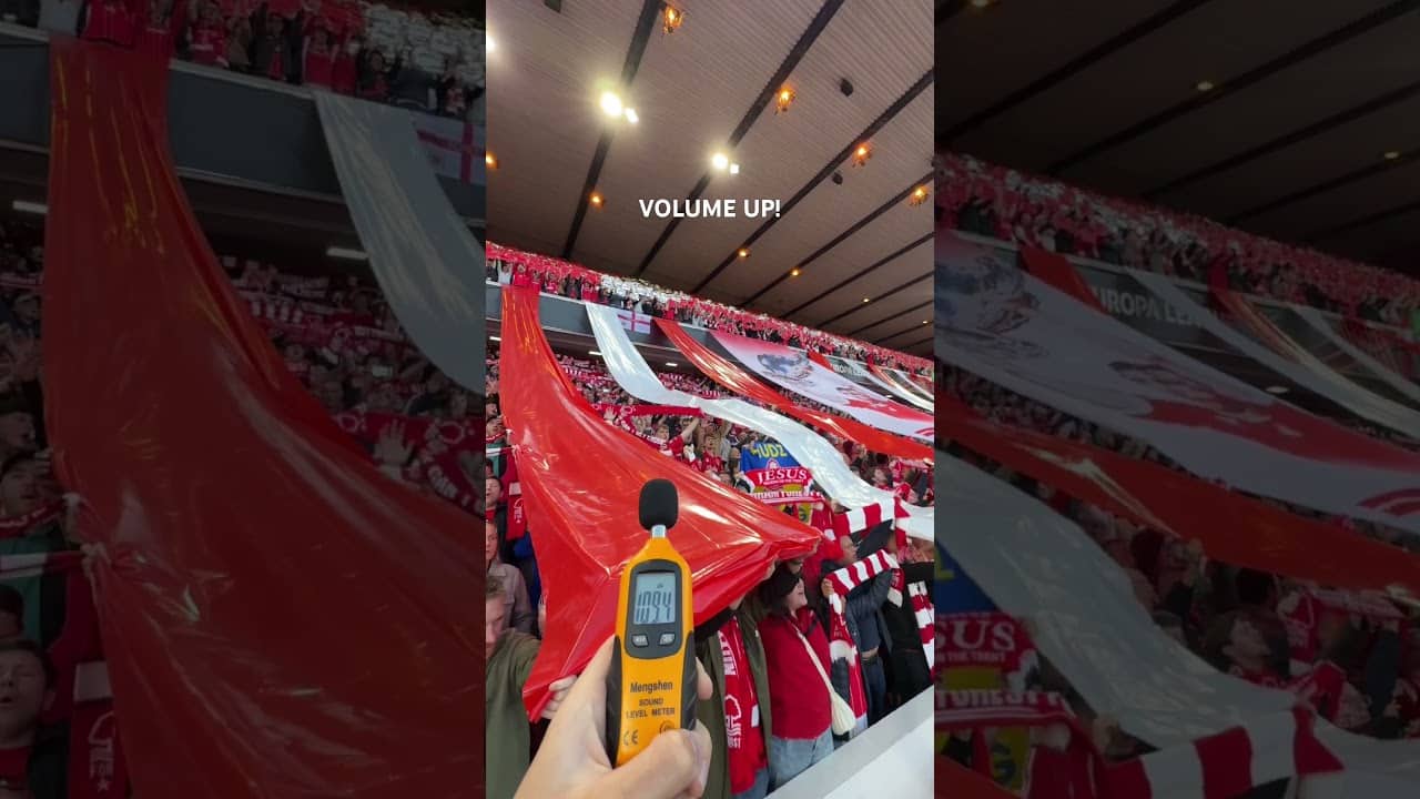 Sound levels inside City Ground hit INSANE HIGH ahead of European semi-final 📈
