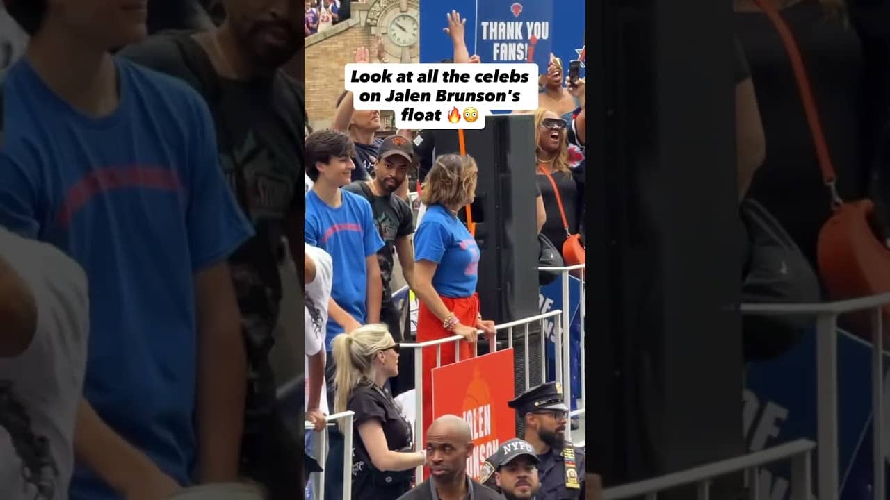 Jalen Brunson rolled through the parade with Mariska Hargitay, Tracy Morgan and Spike Lee 🙌