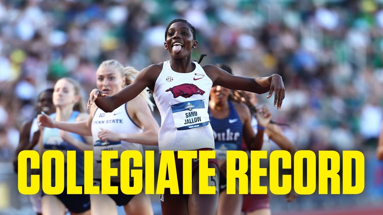 Arkansas' Sanu Jallow sets women's 800m collegiate record at 2026 NCAA Championships