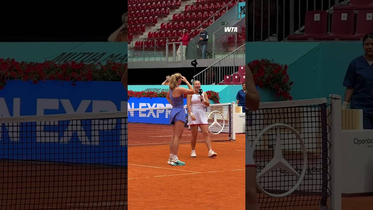 Diana Shnaider sings happy birthday to her dubs partner Mirra Andreeva after their win 🥳 #tennis