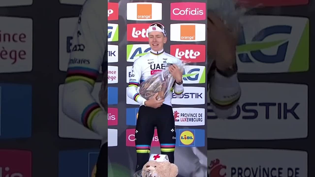 Now we know why Tadej Pogačar loves winning in Liège 🍗😆