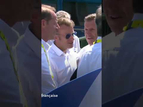 Look who's here! 🇫🇷 President Macron has arrived at Stage 6 of the Tour de France!