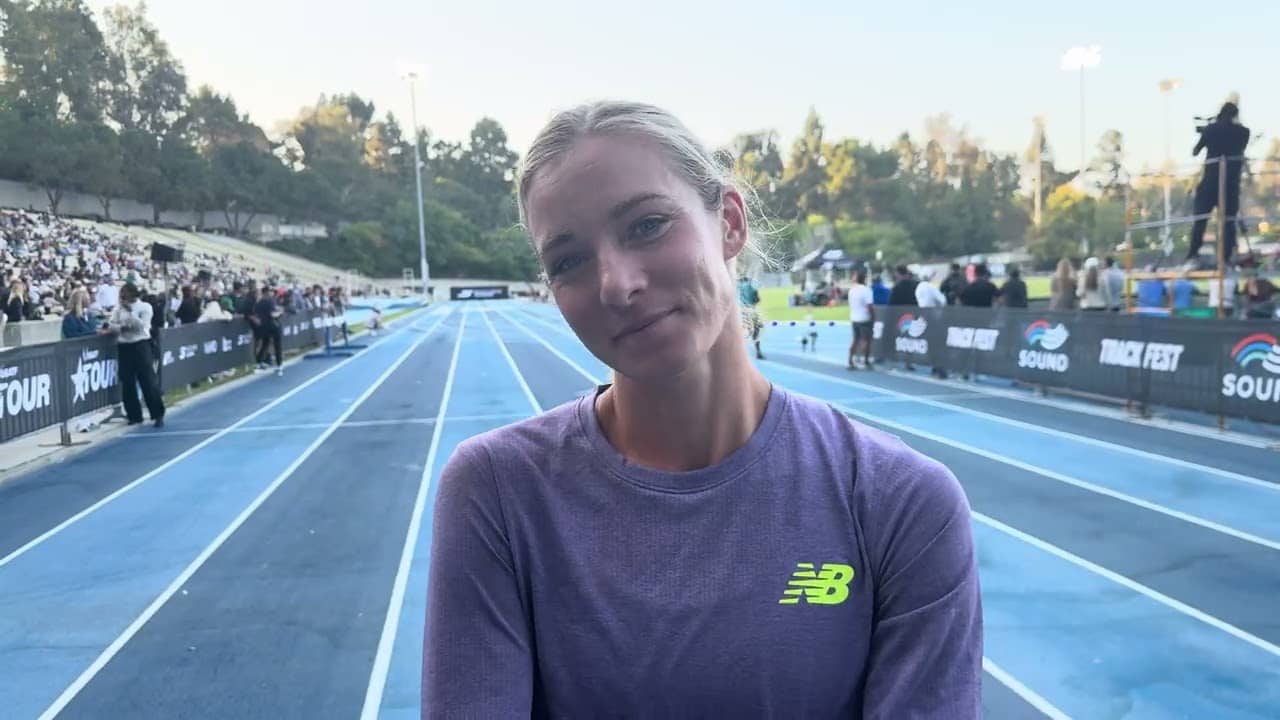 Emma Coburn finishes first steeple in 3 years and come back with Parker Valby at Track Fest 2026