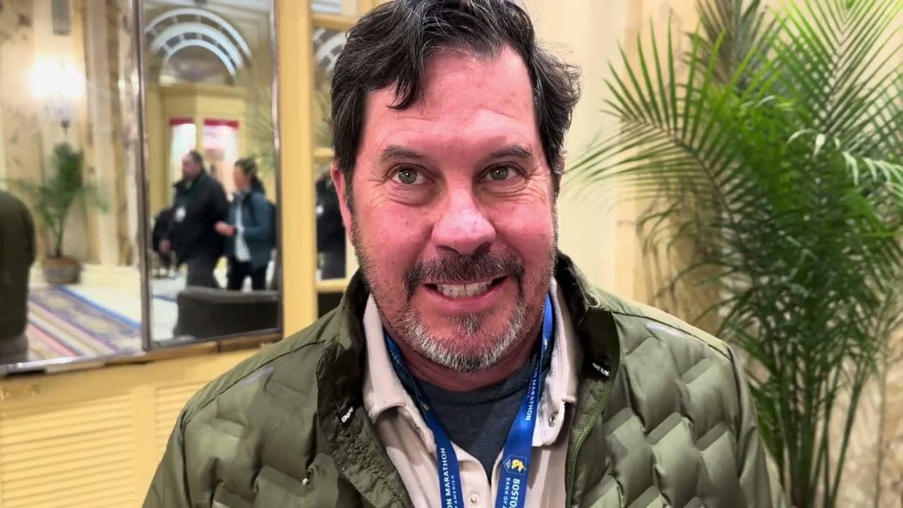 Coach Scott Simmons after Zouhair Talbi’s 2:03 at 2026 Boston Marathon