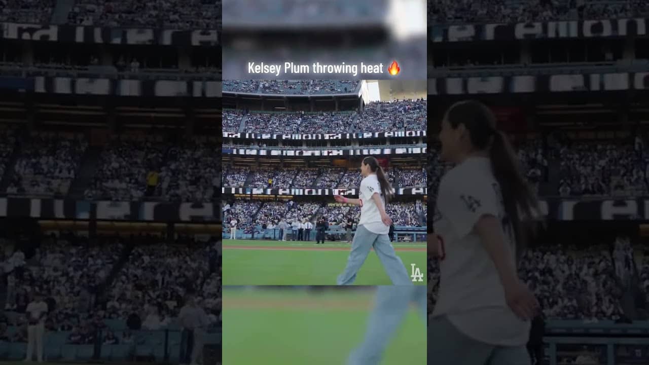 Kelsey Plum throwing heat ⚾ (via @dodgers/TT)