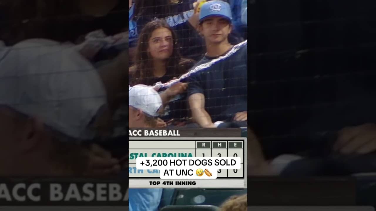 They made a hot dog snake in the stands 🤣 #unctarheels #collegebaseball #ncaabaseball #baseball