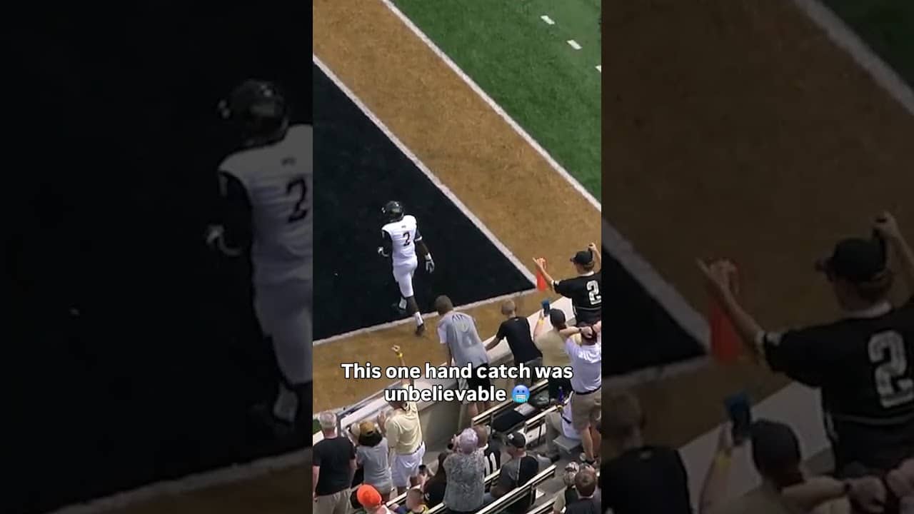 He ran into the wall and still held on 😳 #wakeforest #accfootball #collegefootball