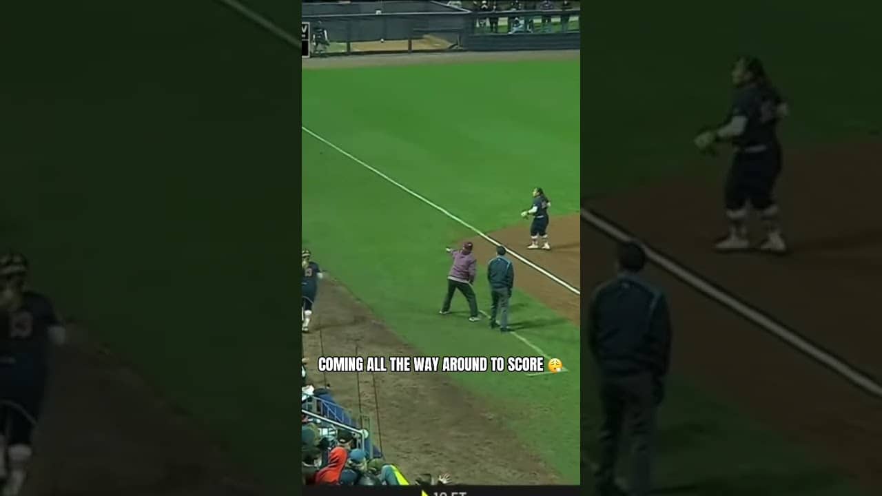 Addison Foster came all the way around to score after the throwing error 🔥 #virginiatech #softball