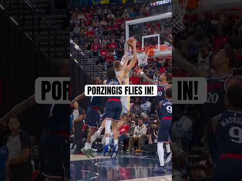 Porzingis flies in for the putback!