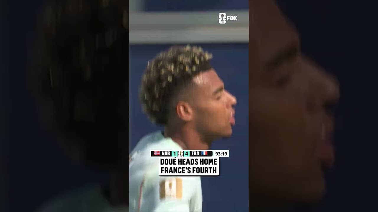 Désiré Doué scores his first-ever FIFA World Cup goal to make it 4-1 France!