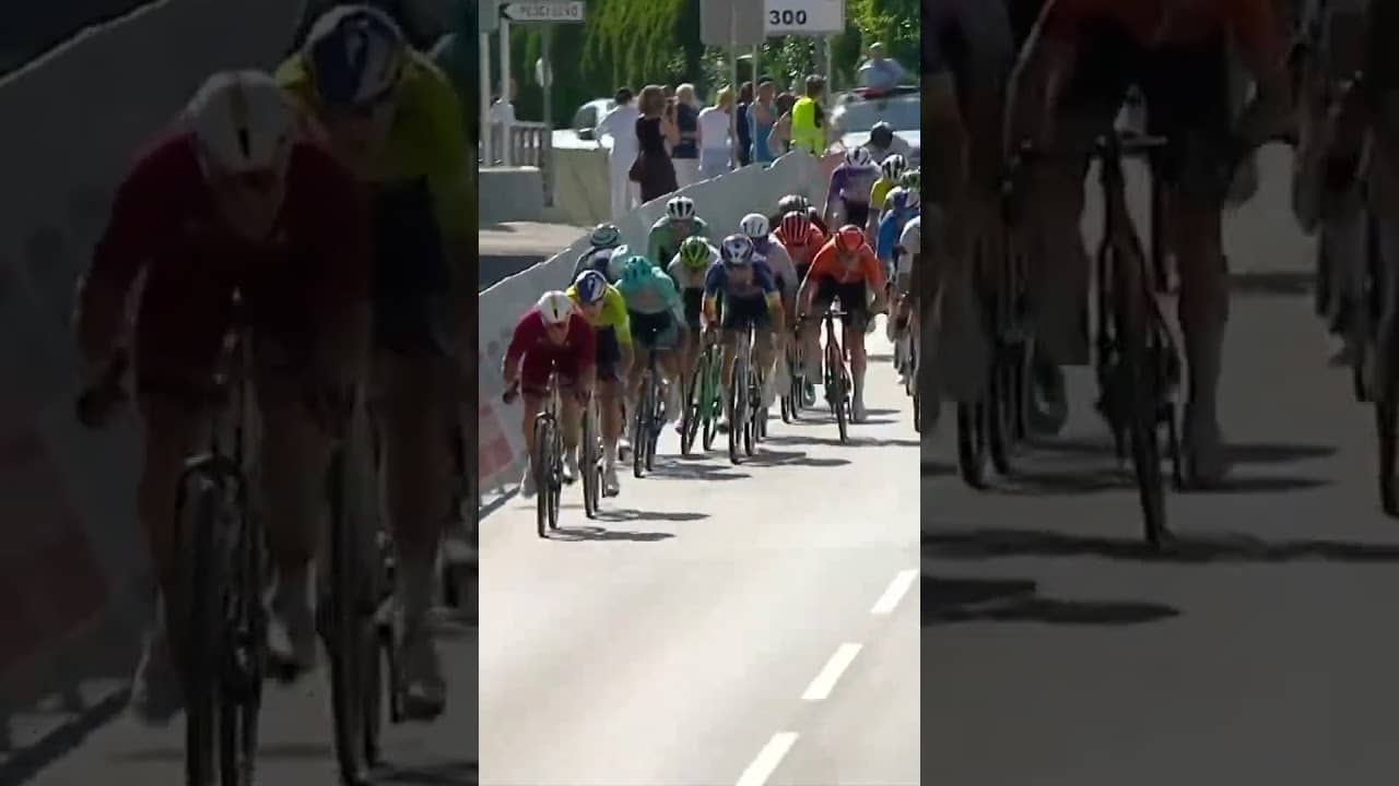 Wonderful win! 🔥 Dušan Rajović wins a frenetic sprint to take Stage 2 of the Tour of Slovenia 👏