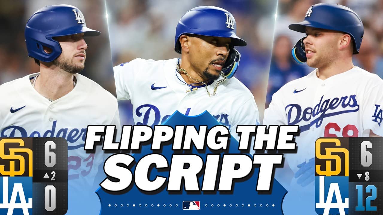 The Dodgers score 12 UNANSWERED RUNS against the Padres! 🤯💪(They trailed 6-0 in the 2nd!)