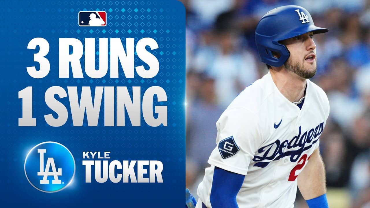 Kyle Tucker crushes a THREE-RUN HOMER for the Los Angeles Dodgers! 💪 (8-pitch at-bat 😮‍💨)