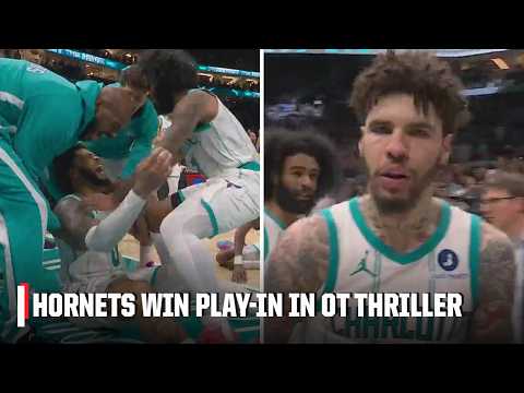 OT MADNESS 🤯 LaMelo hits go-ahead layup and Miles Bridges notches game-winning block 😤 | NBA on ESPN