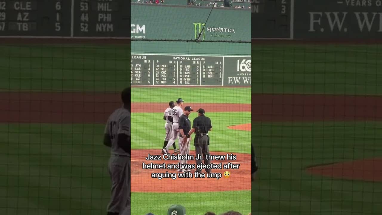 Jazz Chisholm Jr. was upset after being called out on a check swing.