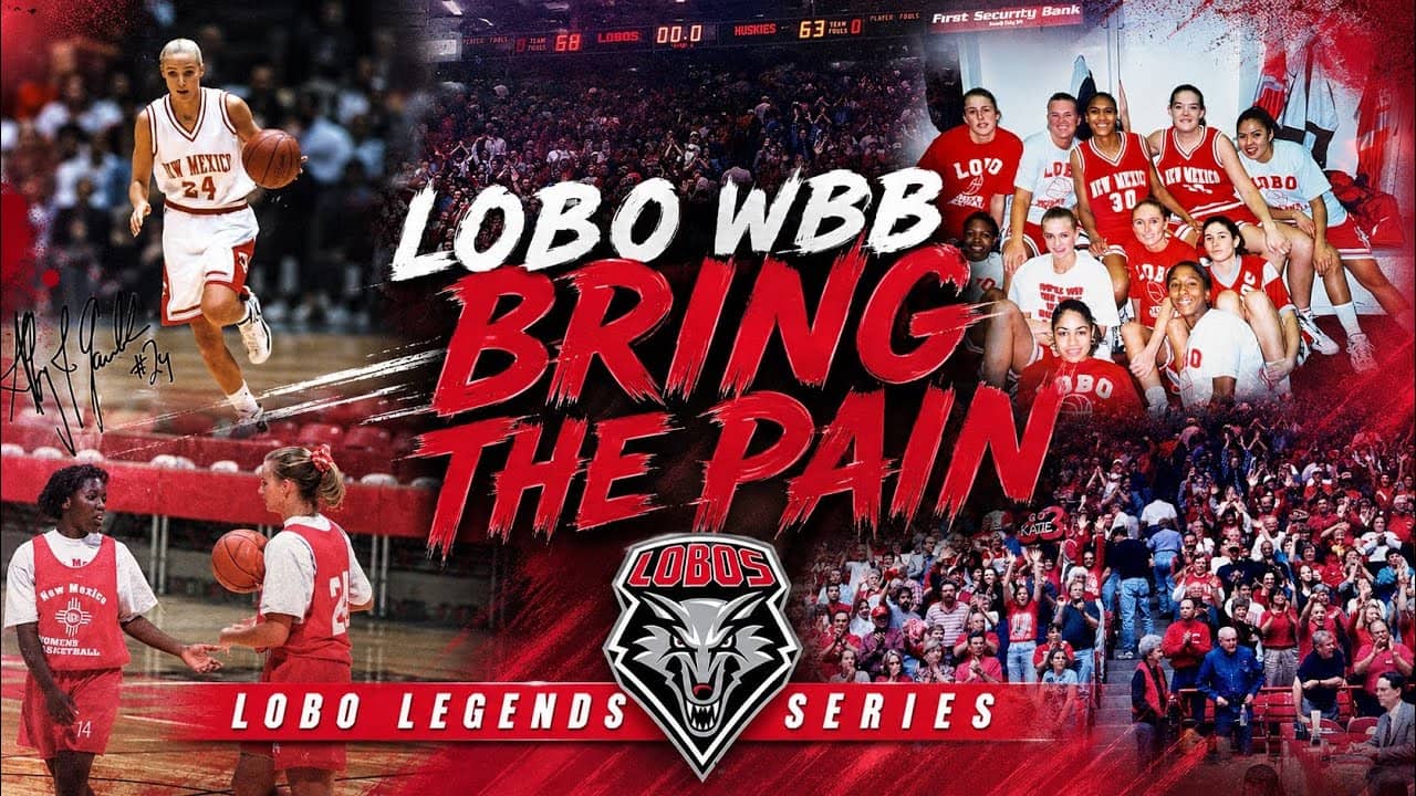 Lobo WBB Legends with Yvonne Sanchez: Tamika Stukes, Abby Garcheck-Jaramillo and Katie Kern